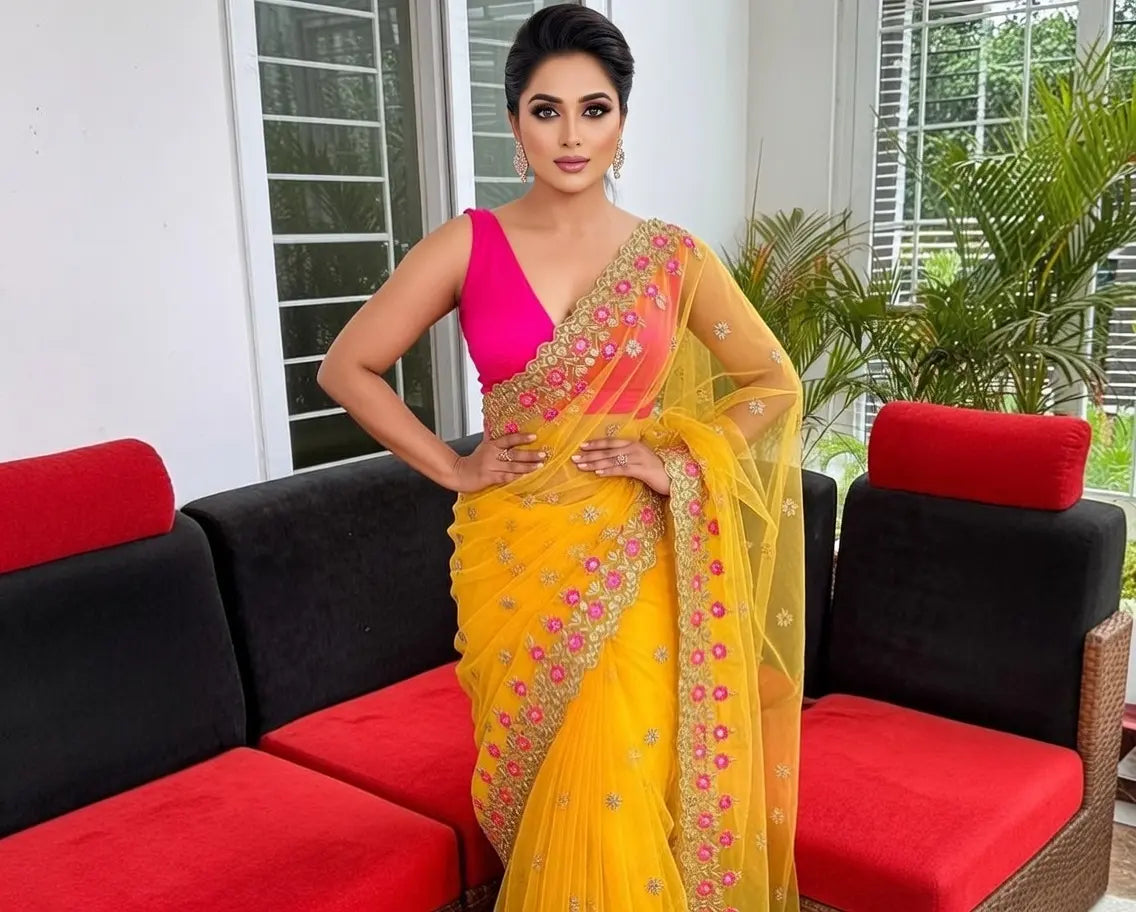 Special Net Sarees With Embroidered Work