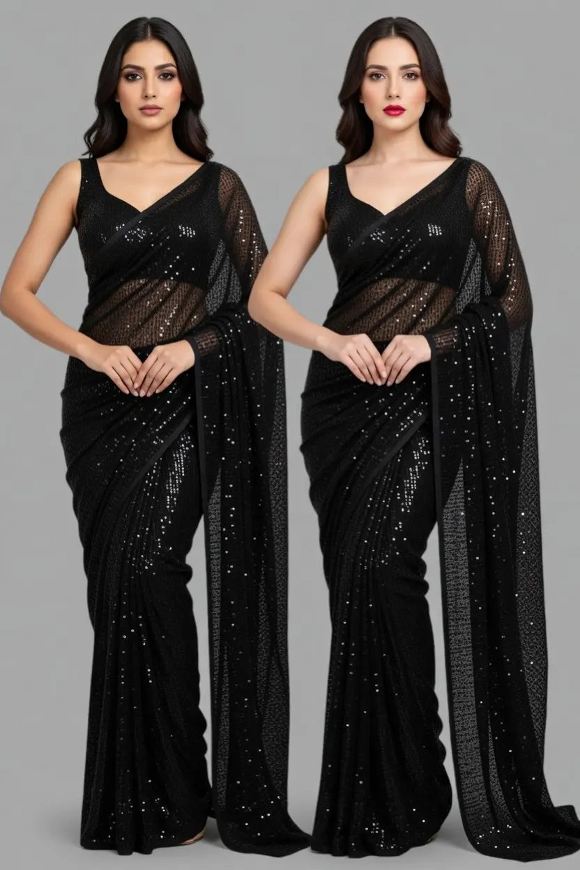 Trendy Sequins Work Georgette Saree (PL)