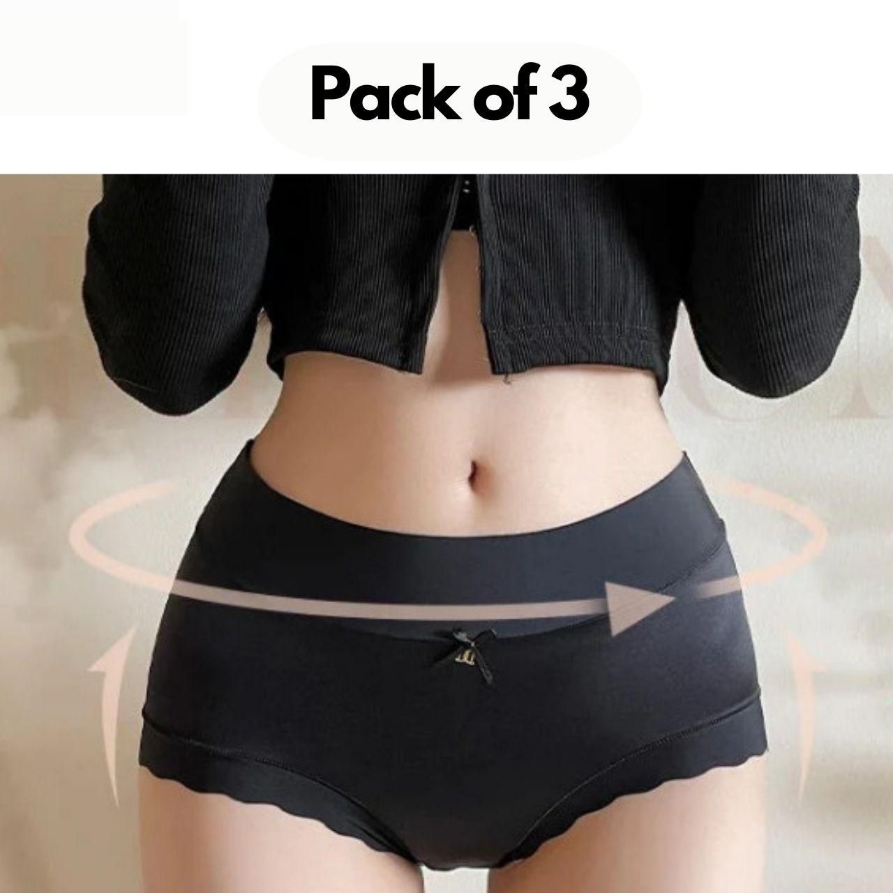 Pack of 3 black underwear with a blurred background