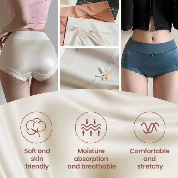 Collage of women wearing underwear with product features highlighted.