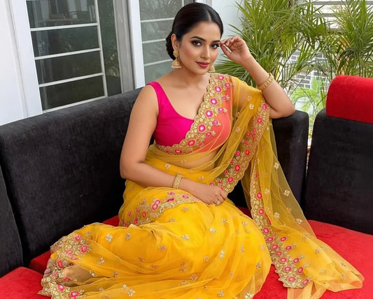 Special Net Sarees With Embroidered Work