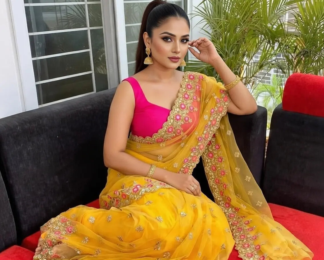 Special Net Sarees With Embroidered Work