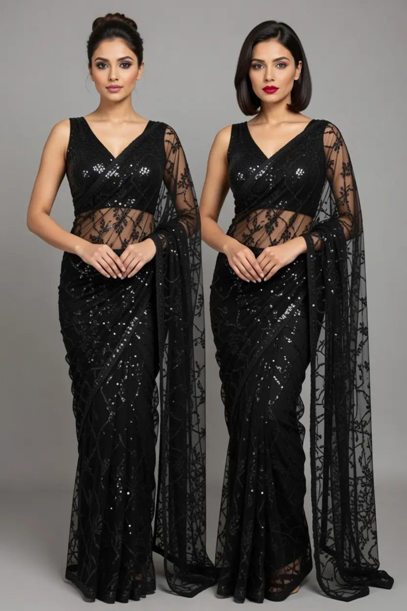 Trendy Sequins Work Georgette Saree (PL)