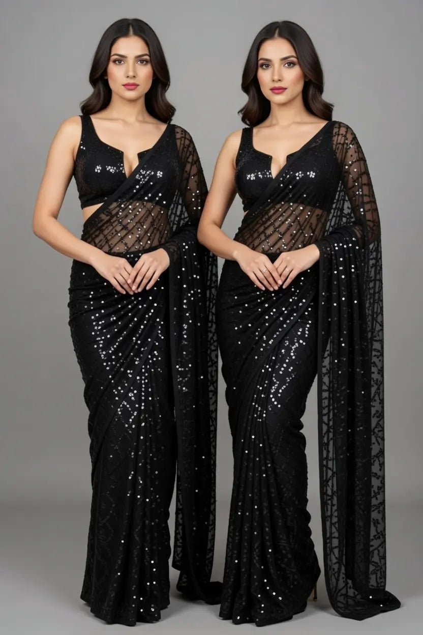 Trendy Sequins Work Georgette Saree (PL)